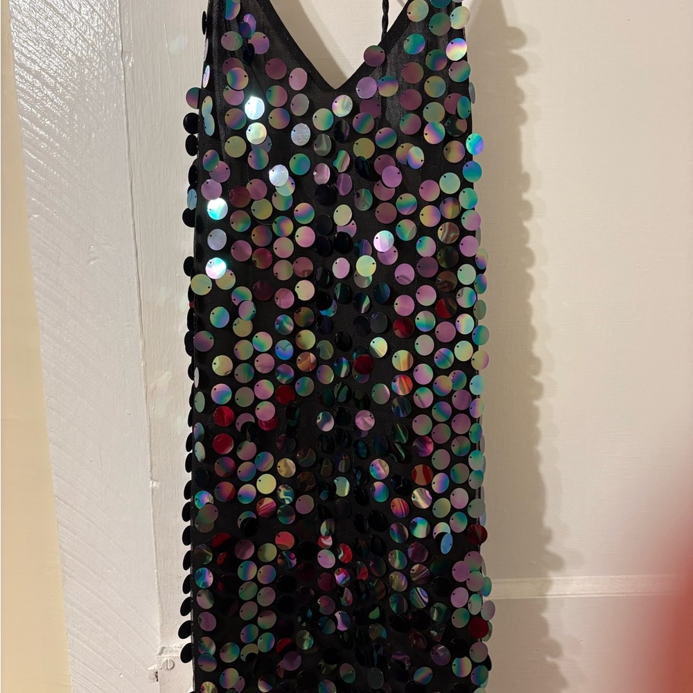 BelleBarnett Sequin Black and Purple Iridescent NYE Dress - Picture 4 of 5